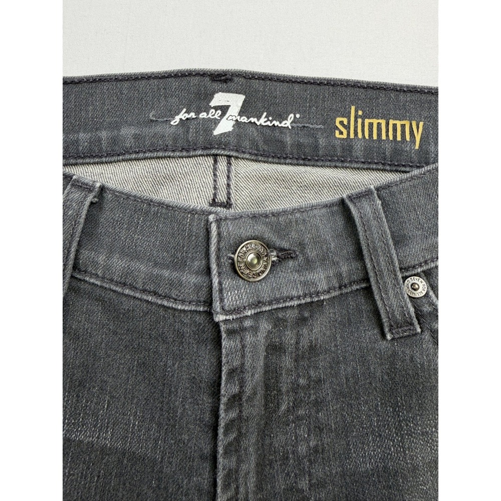 7 For All Mankind Slimmy Jeans Womens Gray Distressed Slim Fit Denim Size  31 - Picture 6 of 15